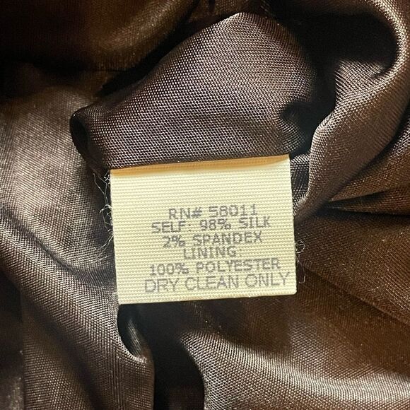 David Meister Brown/Rust Silk Abstract Knee Length Pencil Dress US Size 6 - Picture 4 of 6